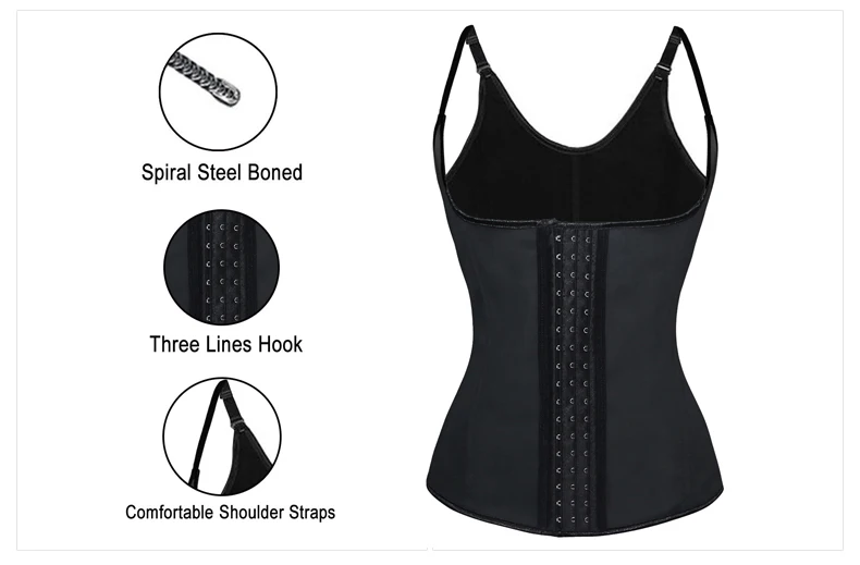 

AJ2224 Bodyshapers Plus Size 4 Steel Boned Latex Waist Trainer Vest Slimming Shapewear Women Corset Underbust Corsets Bustiers