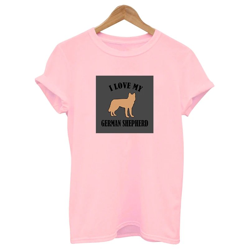 Женская футболка с принтом i love my german shepherd dog Повседневная хлопковая хипстерская