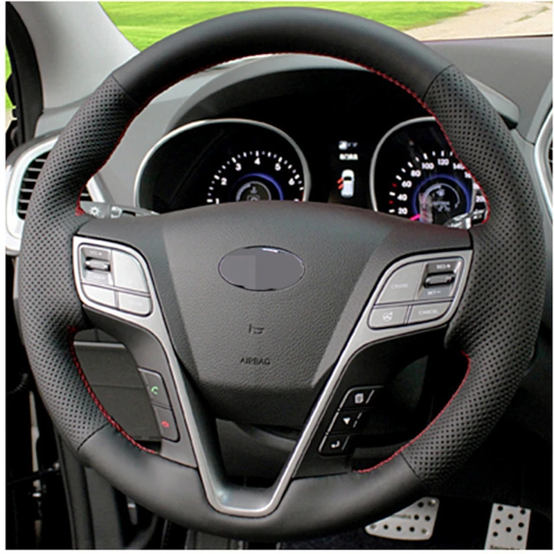 Чехол для руля из искусственной кожи сшитый вручную Hyundai Santa Fe 2013 Grand ix45 аксессуары