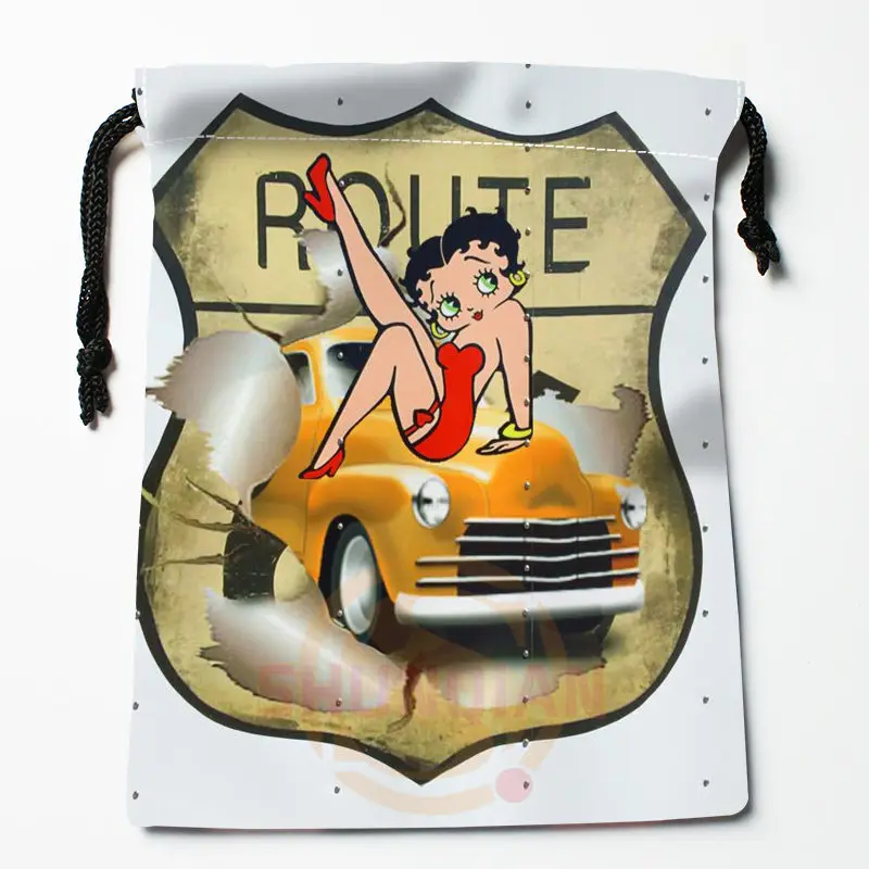 Новая сумка для хранения с принтом Betty Boop, 27x35 см, сатиновые сумки со шнурками, компрессионные сумки, индивидуальные подарки для вашего образа - Цвет: 15