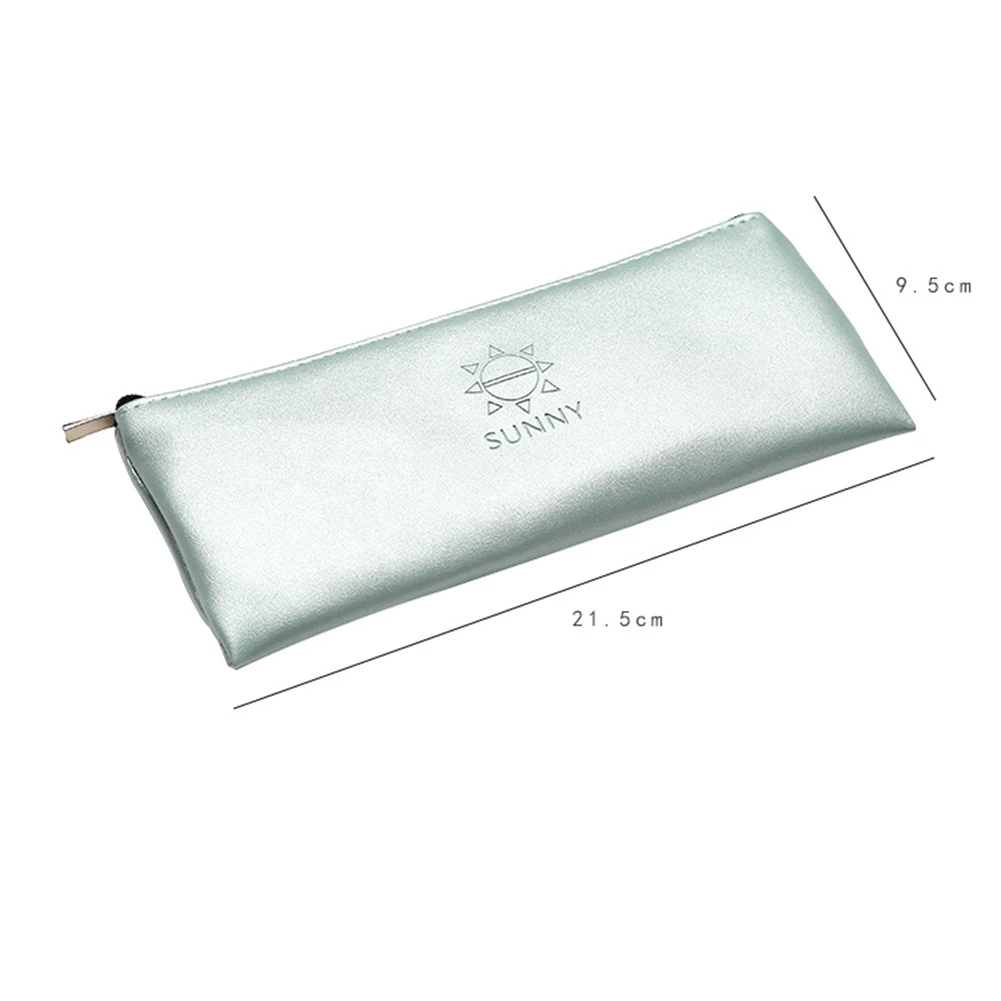 

Solid Color Faux Leather Makeup Brushes Bag Cosmetics Tools Holder Pen Pouch Pencil Case Stationery Storage Bag Student Gift