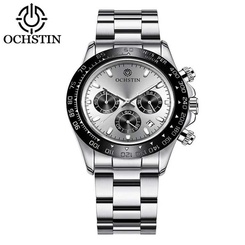 Silver OCHSTIN мужские часы полностью из нержавеющей стали наручные часы модные кварцевые мужские s часы аналоговые спортивные часы для джентльмена мужские часы Relojes - Цвет: Silver