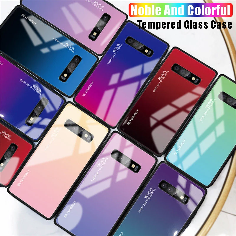 Luxury Gradient Glass Phone Case For Samaung Galaxy S10 S9 8 Plus E Note 9 A10 A30 A40 A50 Protection Back Cover |
