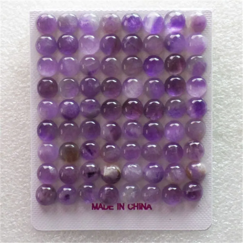 (12 шт./лот) Оптовая Продажа Натуральные пурпурные аметисты круглые кабошоны 8x5 мм