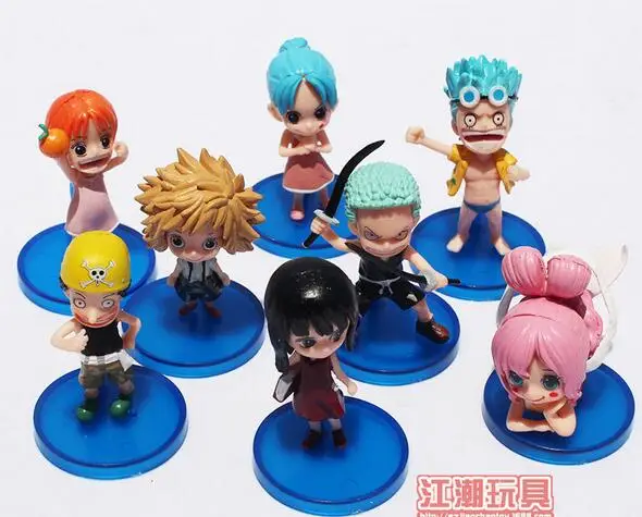 8 шт./компл. Usopp Nefeltari Vivi Nami Robin Franky Мини фигурки героев аниме ПВХ игрушки|figure toy|mini one