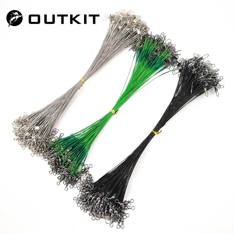 Фото OUTKIT 20 шт./лот рыболовная приманка, трос, трос, поворотная леска, снасть, Спиннер, спиннинг акулы с 15 см, 20 см, 24 см, 30 см Pesca №1