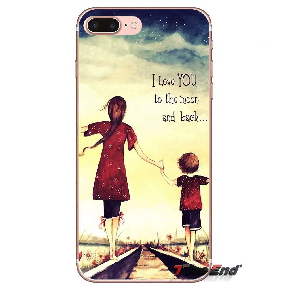 Мягкий чехол для iPhone X 4 4S 5 5S 5C SE 6 6S 7 8 Plus Samsung Galaxy J1 J3 J5 J7 A3 A5 2016 2017 I Love You To The Moon And
