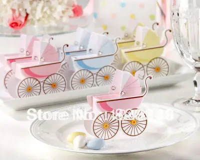 Free shipping wedding favor --Baby shower--baby stroller box in pink and blue color 100PCS/LOT | Дом и сад