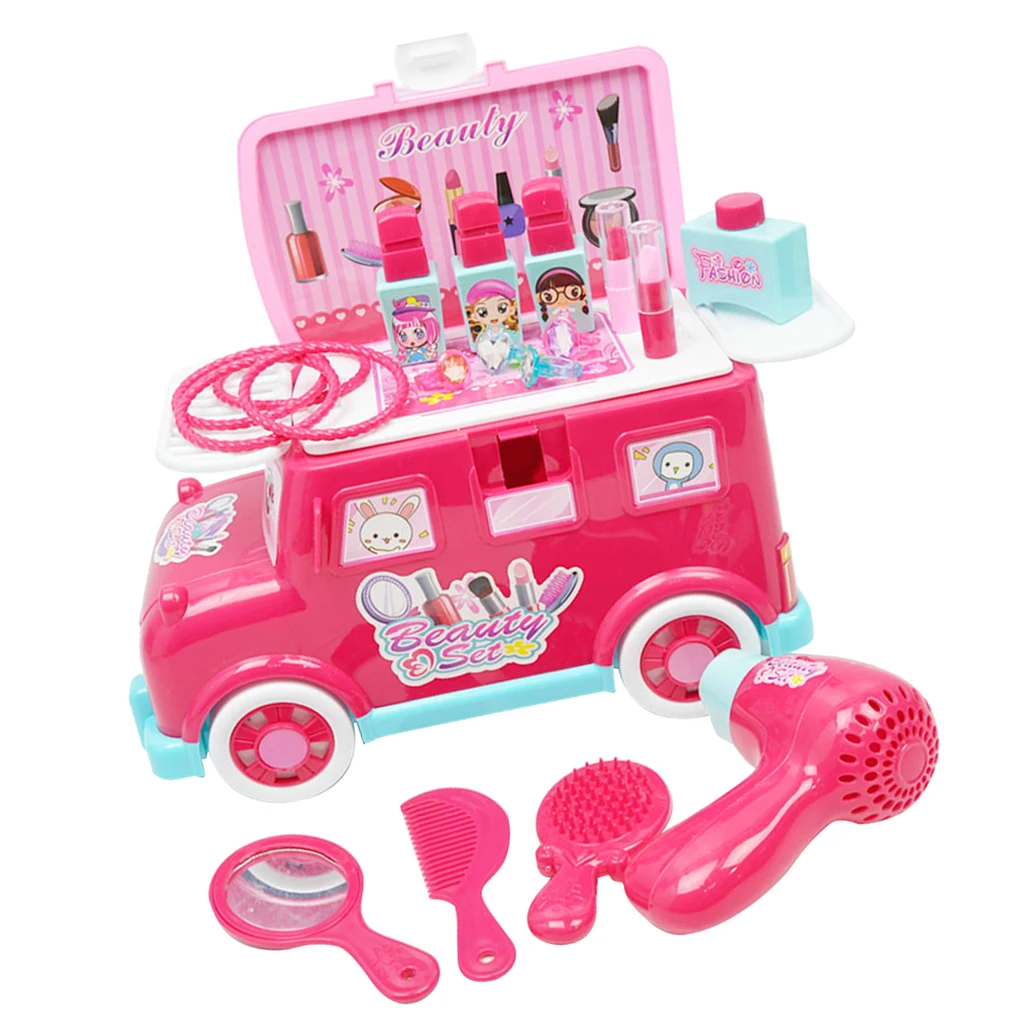 19Pcs Дети Салон Красоты Игровой набор, играть ролевые игры, игрушки, модные аксессуары для макияжа для маленьких девочек