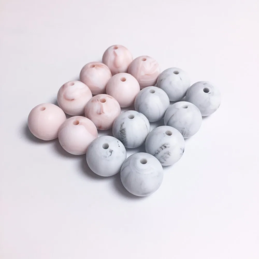 100 шт мраморные цветные силиконовые белые бусины для прорезывания зубов круглые