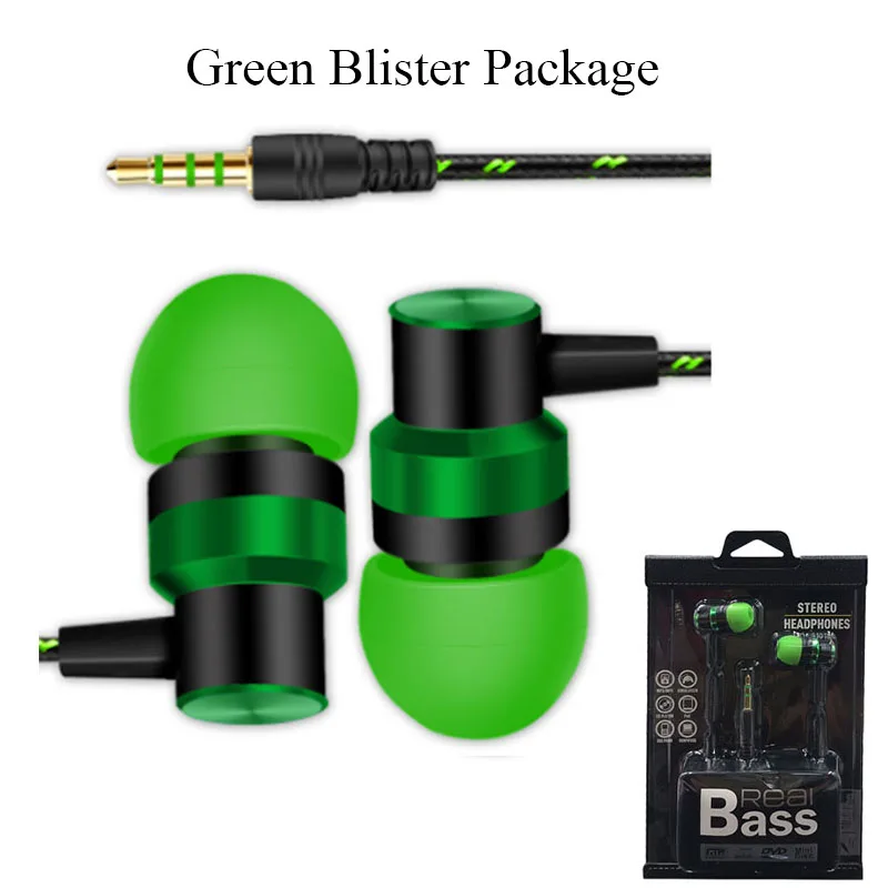 Green Blister Стерео наушники BOORUI Auriculares B01, стерео наушники с басами, разъем 3,5 мм, наушники-вкладыши для смартфонов - Цвет: Green Blister