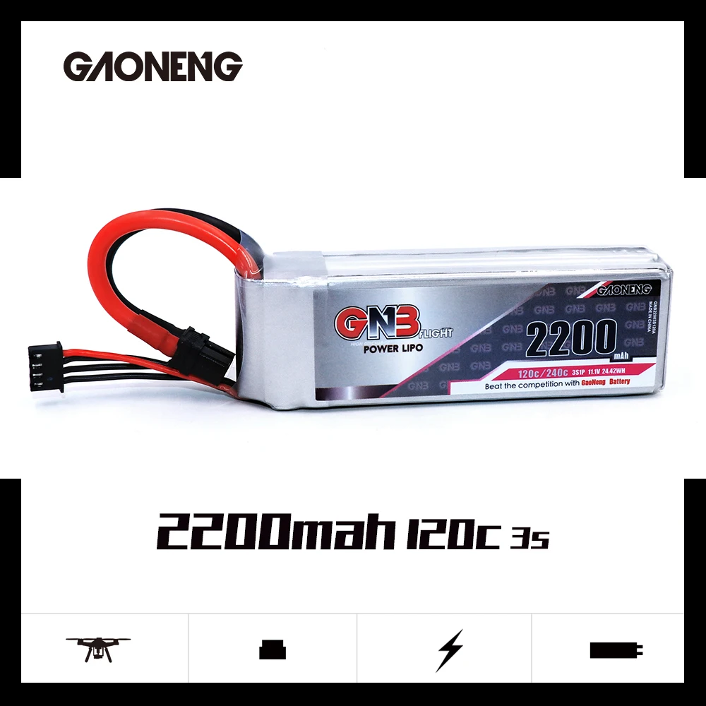 Gaoneng GNB 2200mAh 3S 11,1 V 120C/240C Lipo аккумулятор с разъемом XT60 для 450 размера вертолета RC FPV гоночного дрона запчасти
