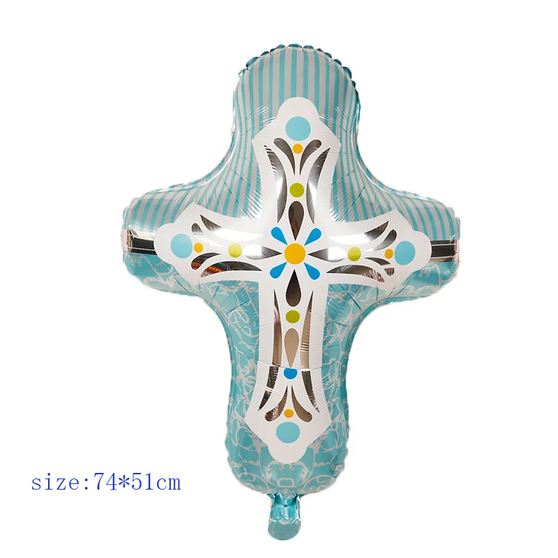 cross blue 1 шт., пасхальный крест, подарки на крещение, фольгированные воздушные шары для мальчиков и девочек, пятиконечность, Иисус, крестины, день рождения, украшения, Globos - Цвет: cross blue