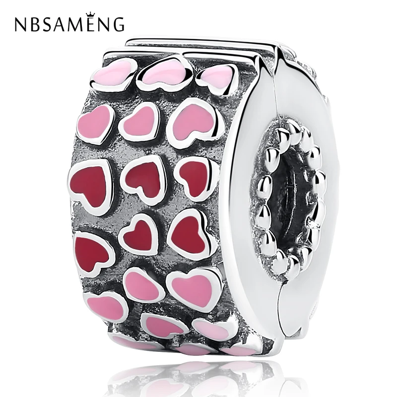 

Подлинные бусины из стерлингового серебра S925 с любовным зажимом, разные эмалированные оригинальные подвески для браслетов