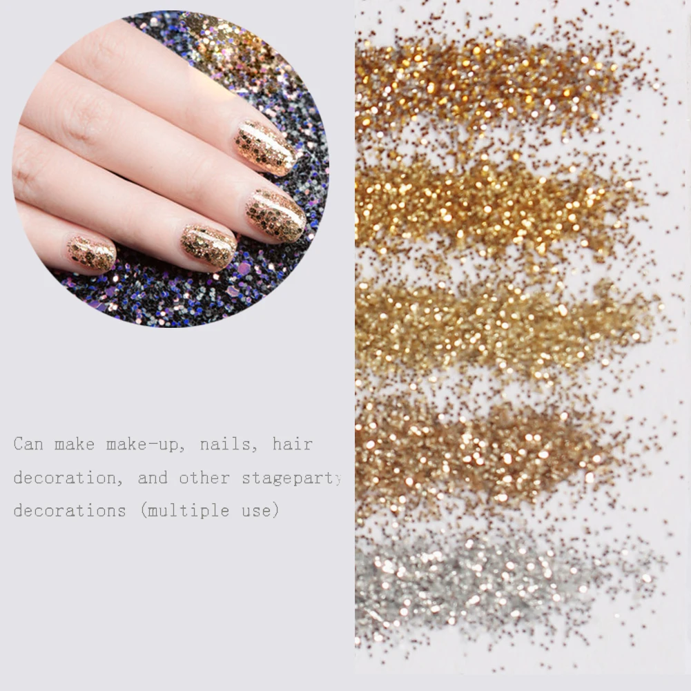 5 Boxes 3D Nail Art Glitter Powder Sequins Dust for fake Nails Decoration Iridescent Flakies decor Tips | Красота и здоровье