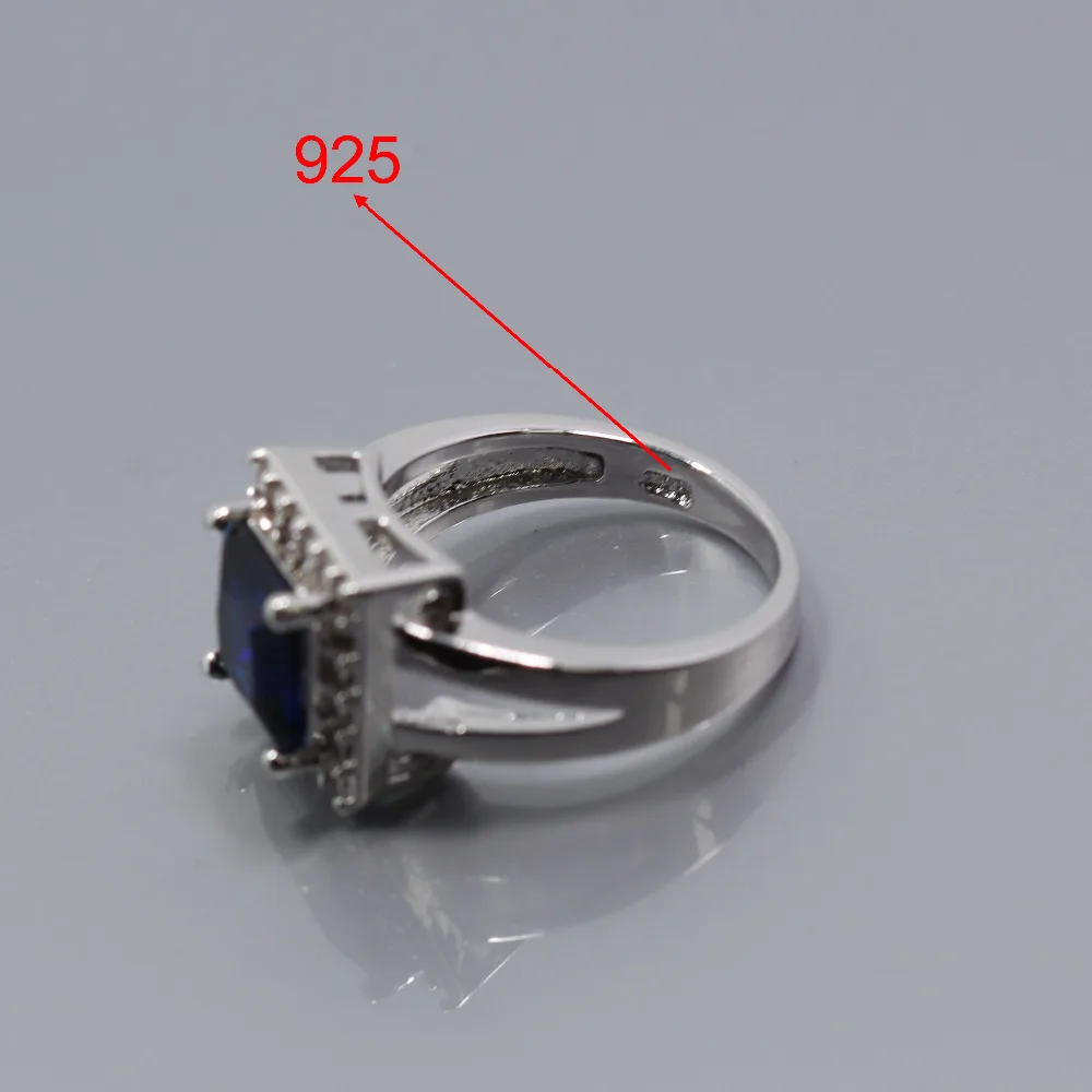 Набор украшений для женщин очаровательное серебряное кольцо с синим цирконом