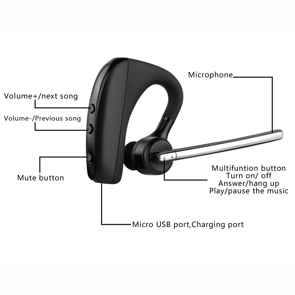 k10 wireless earphone wireless headphones business earbud handsfree driving headset with mic for iphone samsung huawei xiaomi free global shipping