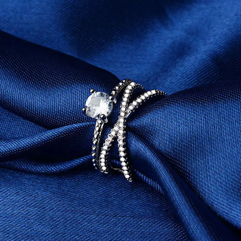 Циркониевое кольцо с серебряным напылением крестообразные кольца для женщин