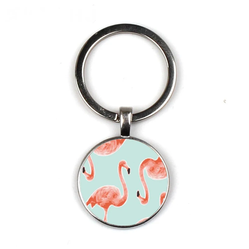 Hot Sell Simple Pink Cute Keychain Nordic Style Palm Leaf Flamingo Key Chain Small Gift Car Bag Charm Keyring Accessories | Украшения и