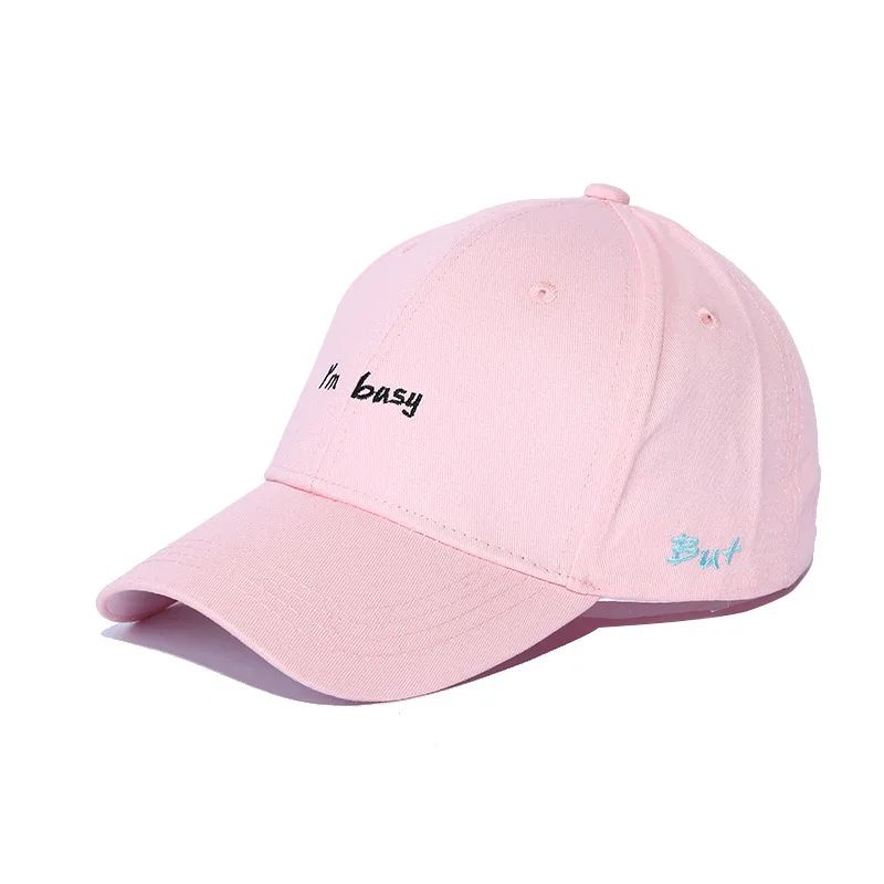 pink Бейсбольная кепка белого цвета с вышивкой I'm Busy, Мужская Регулируемая Кепка, повседневные женские шапки, одноцветная модная бейсболка, летняя кепка - Цвет: pink