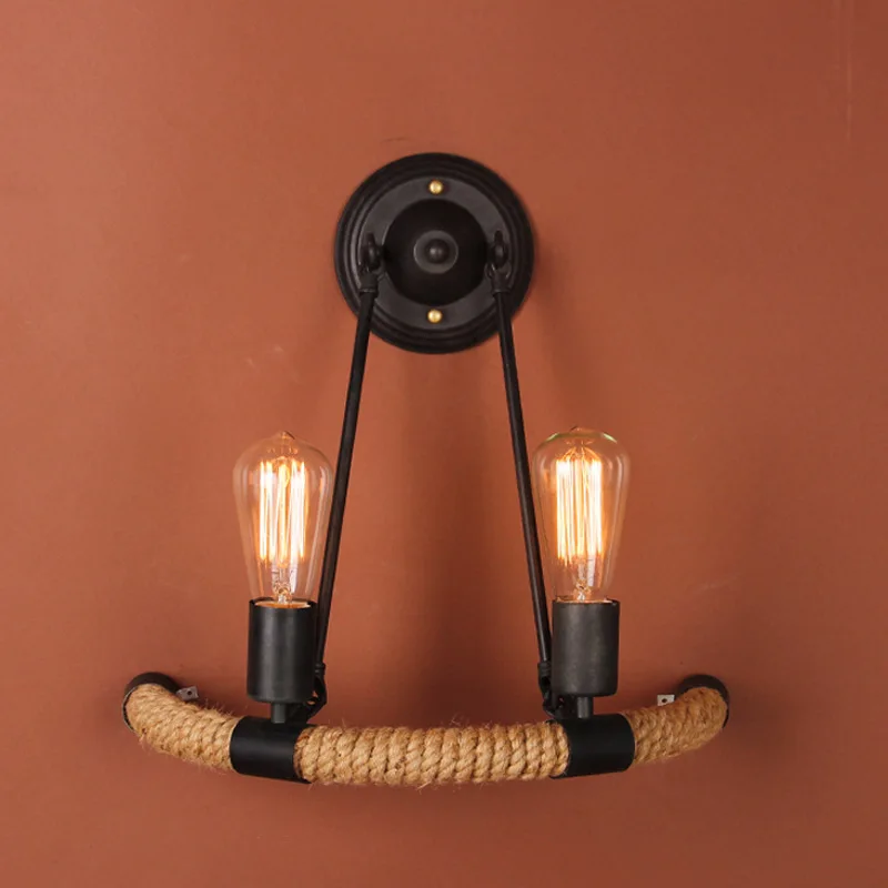 

Industrial style Loft American country Iron Retro hemp rope Wall lamps Vintage Industrial Lighting Pendant Lights 110-240v