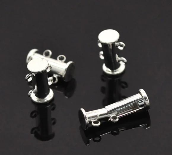 Серебряные украшения DoreenBeads 2 нити магнитные скользящие застежки 15x10 мм (5/8