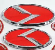 Front and Rear Red Автомобильный Стайлинг 130 мм 110 мм 3D ABS пластик красный K5 черный передний капот задний багажник рулевое колесо авто наклейка эмблема значок - Цвет: Front and Rear Red