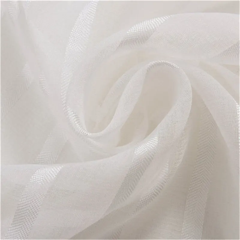 White MAKEHOME простые Стильные вертикальные полосы прозрачные тюлевые шторы для гостиной, спальни, вуали, современные тюлевые жалюзи, занавески - Цвет: White