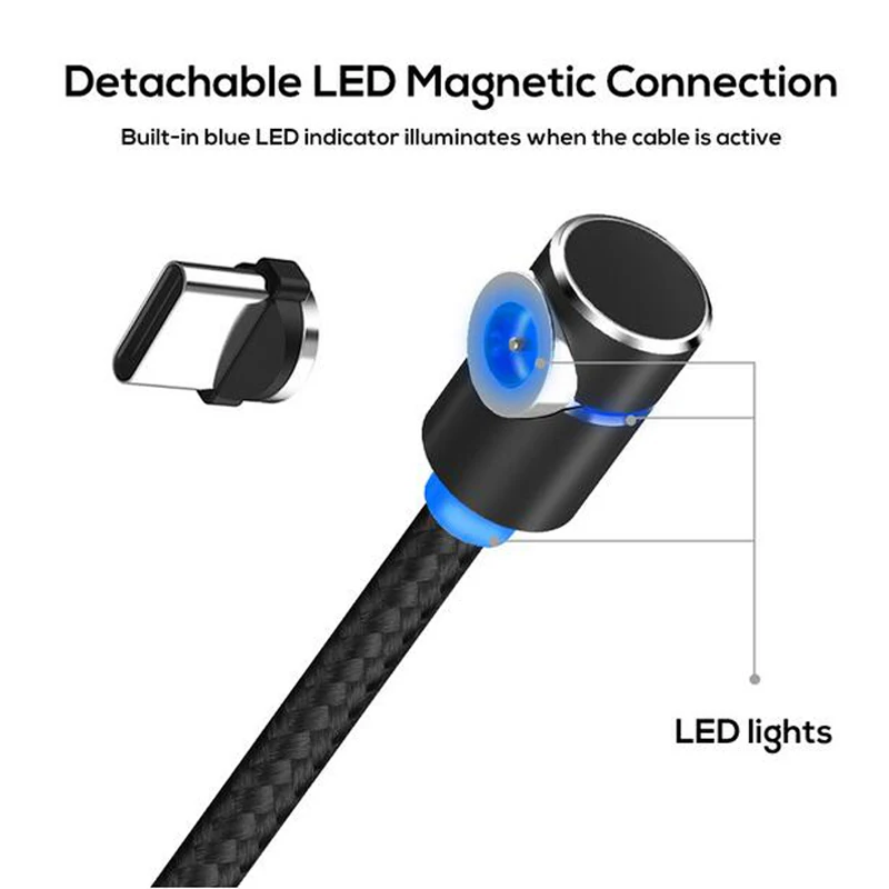 Светодиодный магнитный кабель мобильный телефон игровой Micro USB нейлоновый