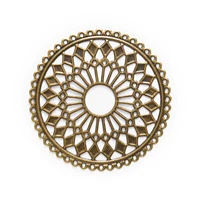 1030 piece bronze tone filigree round shaped wraps connnector embellishments findings jewelry making diy 60mm