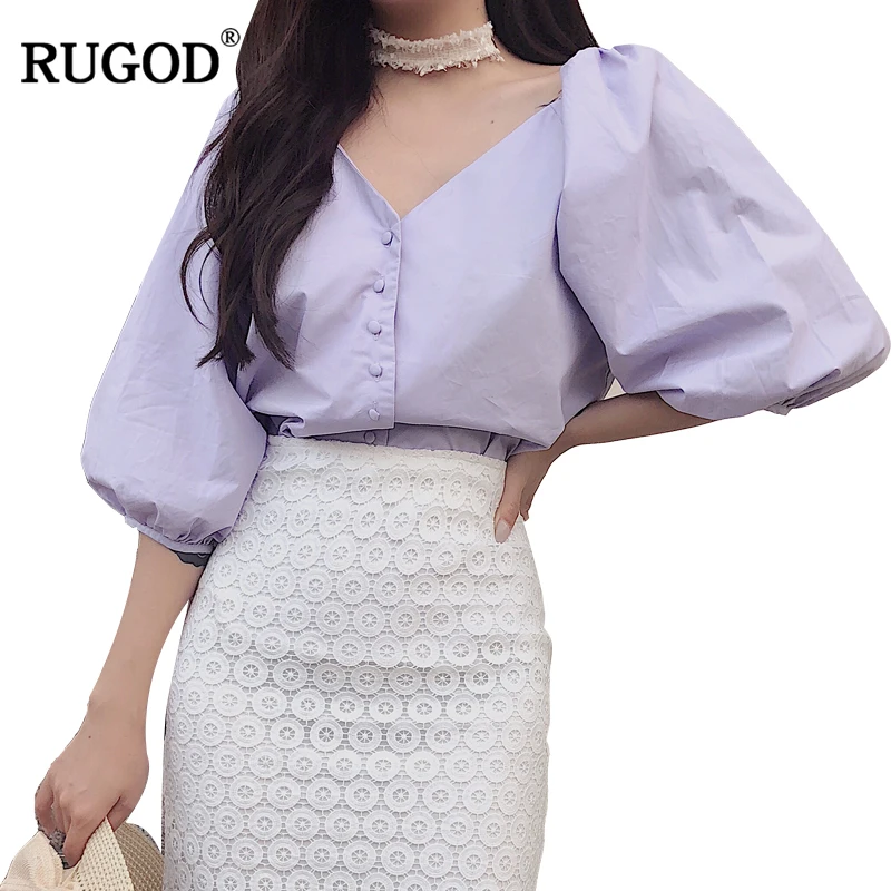 RUGOD 2019 Новое поступление элегантные женские блузки на весну и лето с коротким