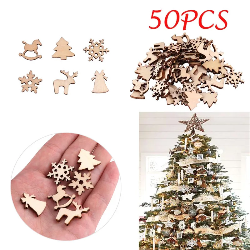 50 шт. Подвески на рождественскую елку деревянные украшения Mix Цвет крошечный дом