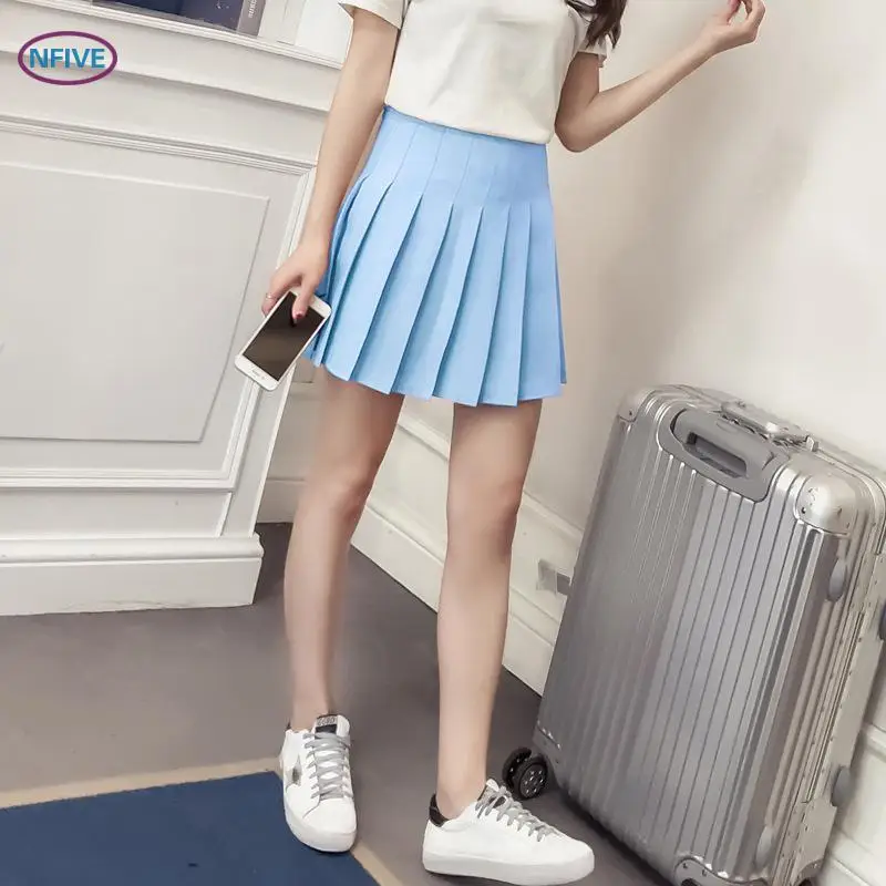 Женская тонкая короткая юбка NFIVE однотонная универсальная плиссированная в