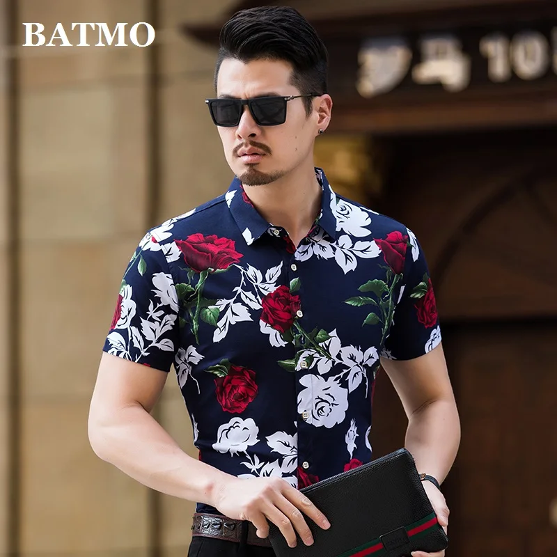 Batmo 2019 Новое поступление лето с принтом Повседневная Мужская рубашка модные