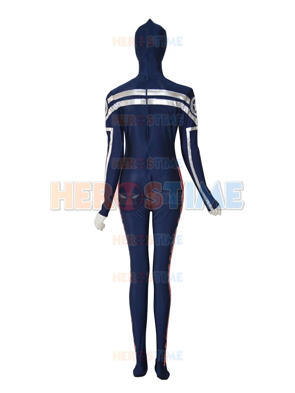 Темно-синий и красный костюм супергероя Капитана Америки женский облегающий