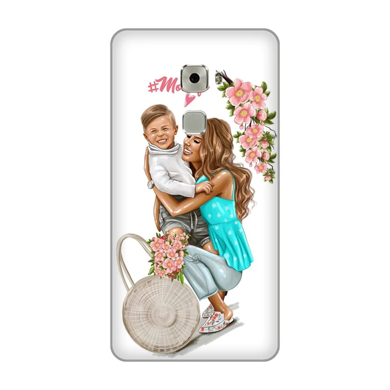 Модный мягкий чехол для телефона из ТПУ с милым папой и надписью mom Huawei Mate 10 Pro 7 8 9 P