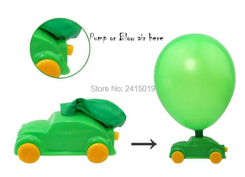 Free ship cheap 12x classic balloon air powered motived racing car children kids party favor pinata toy bag fillers prizes