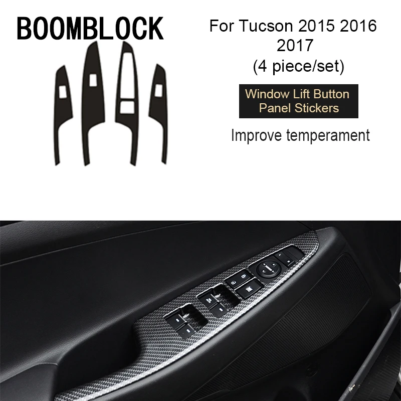

Auto 3D Car-styling Stickers For Hyundai Tucson 2015 2016 2017 Interior Carbon Fiber Door Lift Panel Trim Covers Accessories