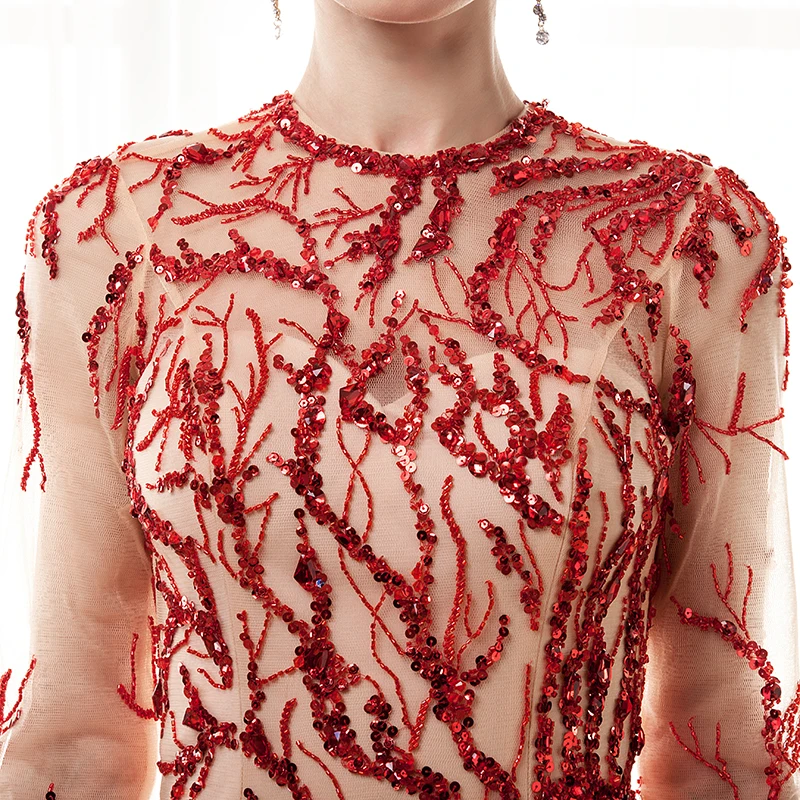 Платье с длинным рукавом JaneVini сексуальное платье блестками для выпускного