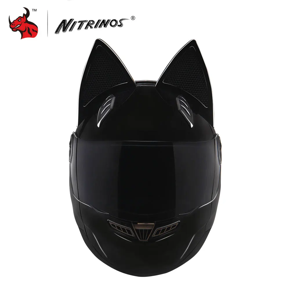black NITRINOS мотоциклетный шлем для мужчин и женщин персональный Мото шлем Capacete De Moto белый анфас гоночные Шлемы Casco Moto - Цвет: black