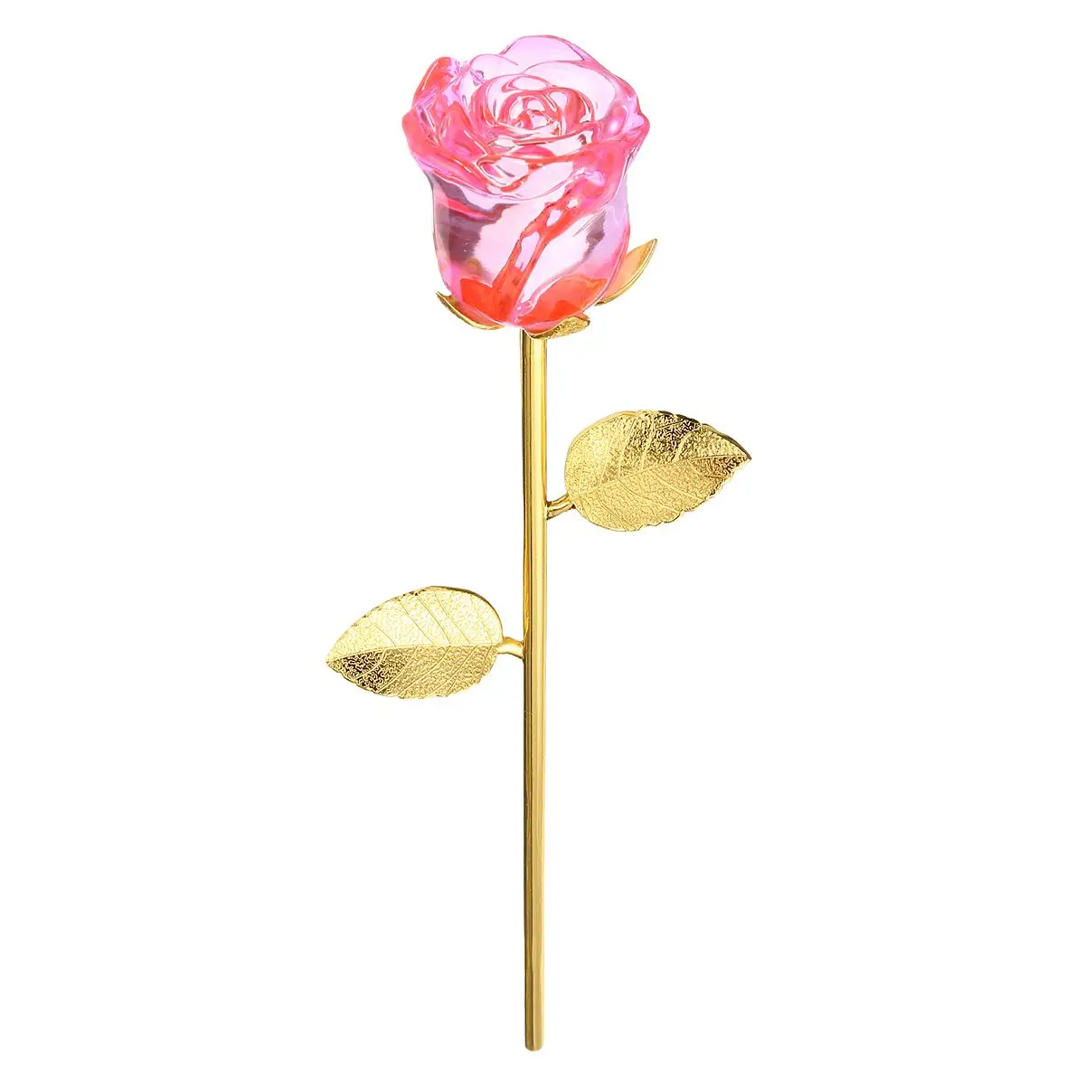 Pink 24 K золото Кристалл Роза окунутый цветок реальный длинный стебель День Святого Валентина любовь подарок - Цвет: Pink