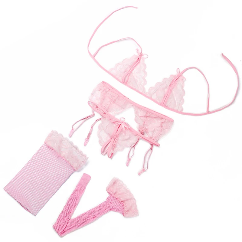 Сексуальное нижнее белье для женщин комплект из 4 предметов комплекты Косплэй