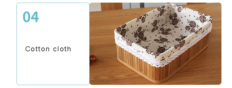 Home Weaving Storage Basket Bamboo Handmade Cotton Material Grocery Snacks Toy Storage Basket Collapsible Desktop Organizer