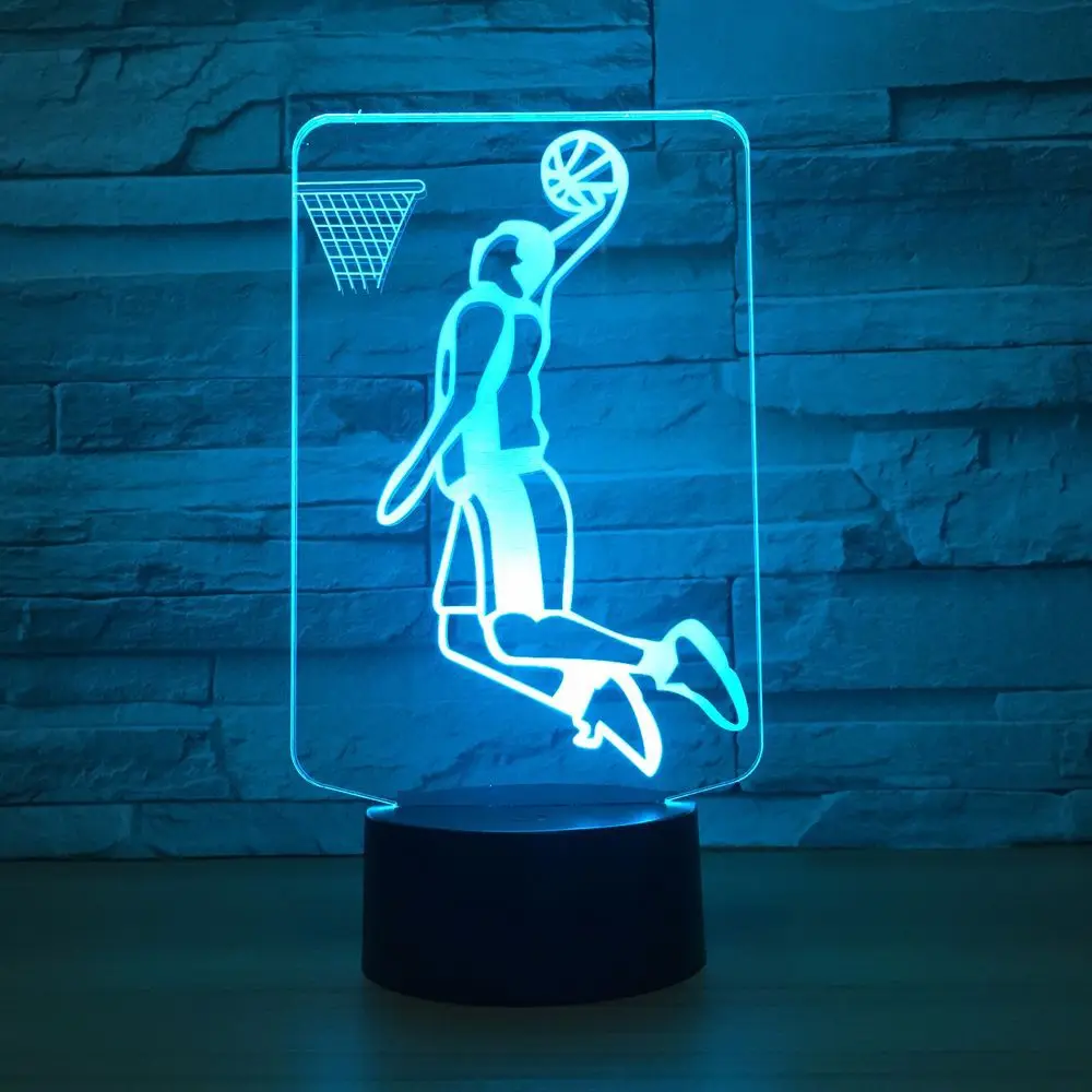 Новый семицветный 3d креативный визуальный сенсорный ночник Usb Led светильники