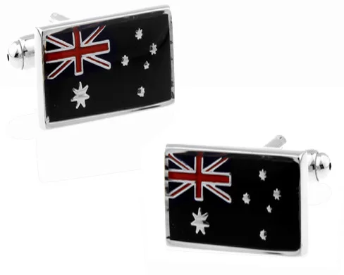 

Promotion! Men Cufflinks wholesale&retail top copper Black Colour Australian Flag Design Cuff links Free Shipping