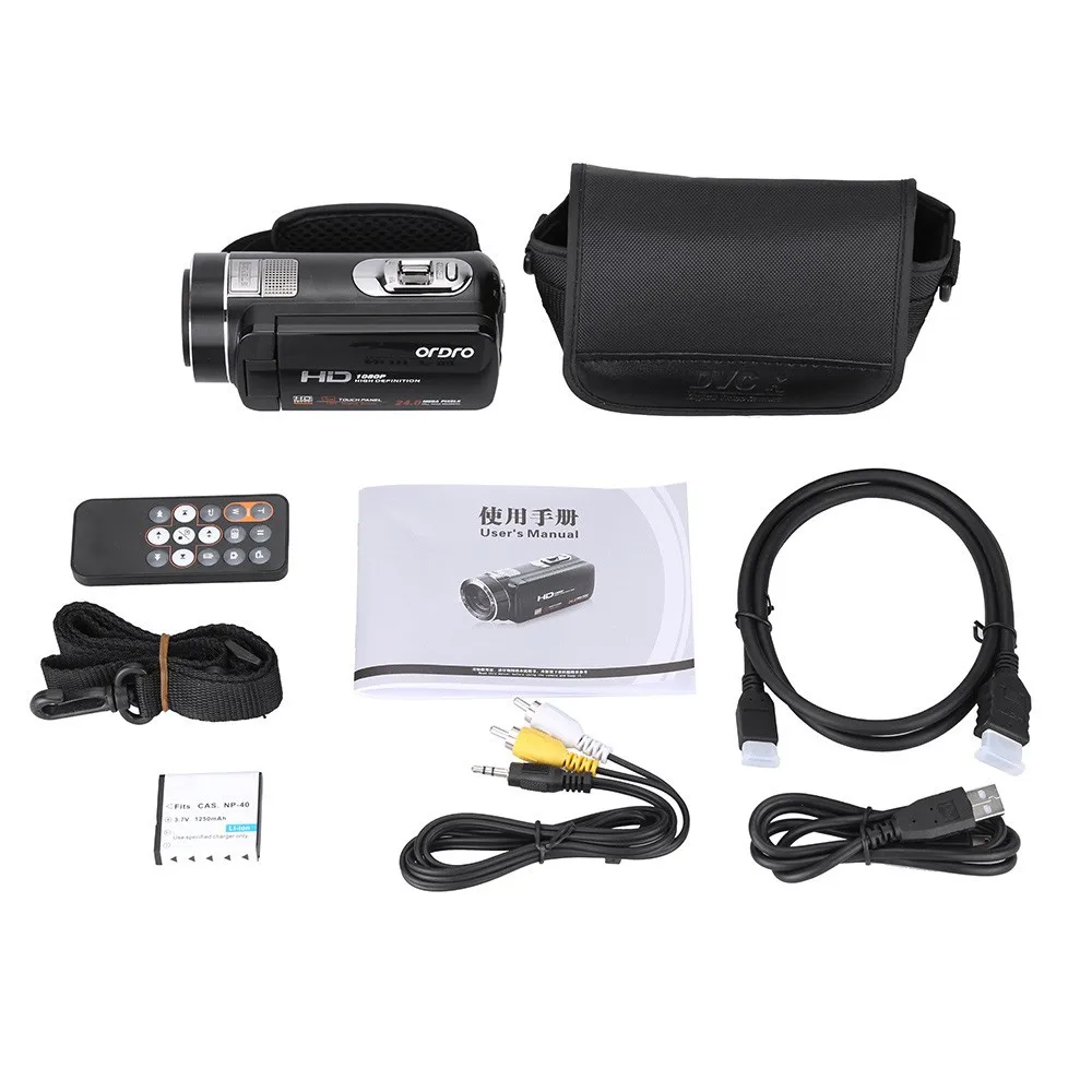 [Авторизованный Дистрибьютор] Ordro Z8Plus FHD 1080P 3-дюймовый сенсорный экран 24 МП 16X зум DV