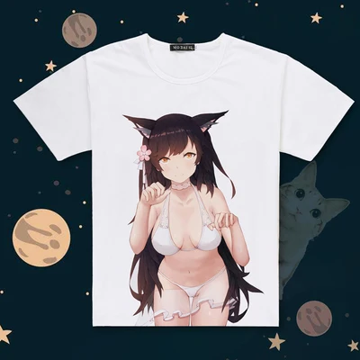 Горячая игра Azur Лэйн печать Atago футболка с короткими рукавами o-образным вырезом IJN Niizuki футболка крутые футболки летние топы - Цвет: 12