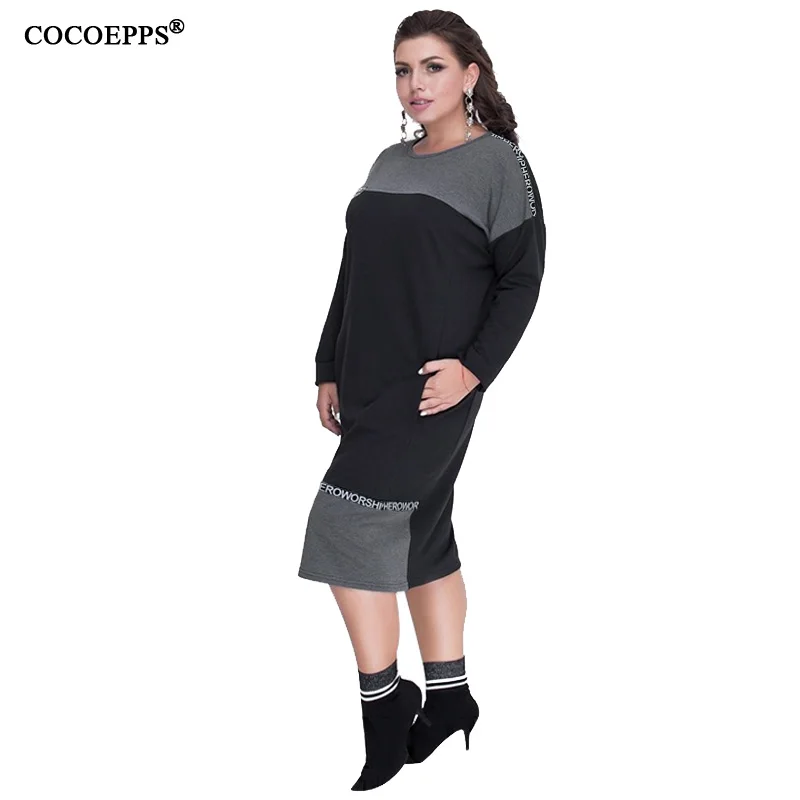 

COCOEPPS New 5XL 6XL Autumn Winter Large Size Women Casual Warm Dresses Long Sleeves Big Plus Size Female Clothing 2019 Vestidos