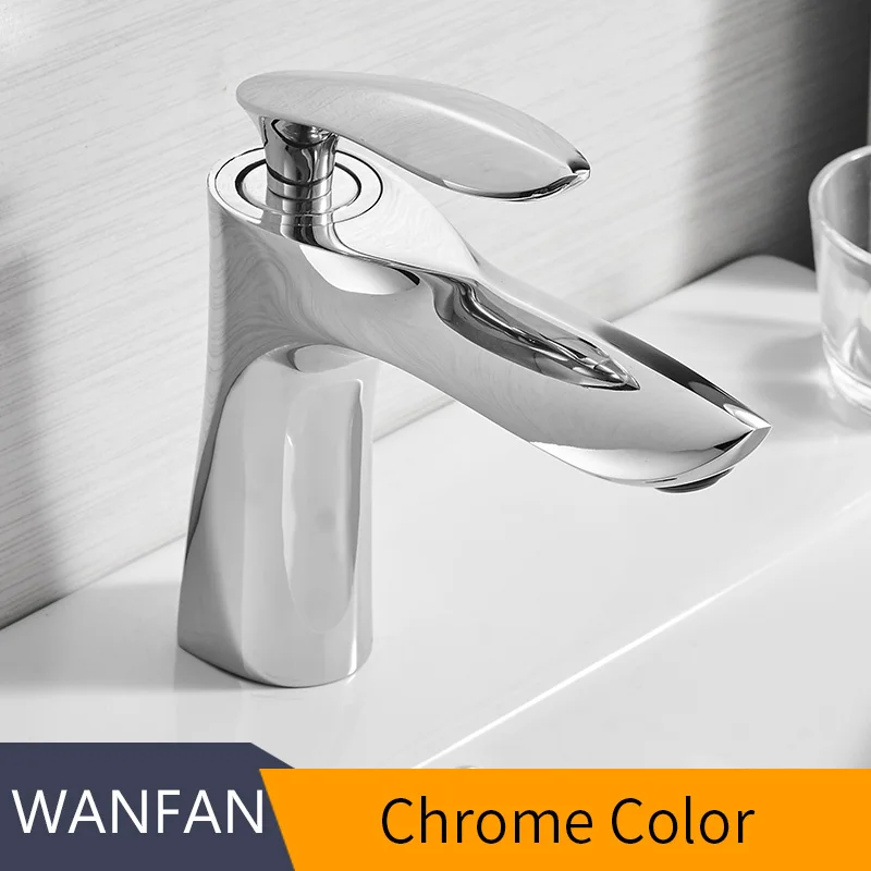 Chrome Color Смеситель для раковины, элегантный кран для ванной комнаты, кран для горячей и холодной воды, смеситель для раковины, хромированная отделка, латунный кран для туалетной раковины, кран для воды, золото, 220р - Цвет: Chrome Color