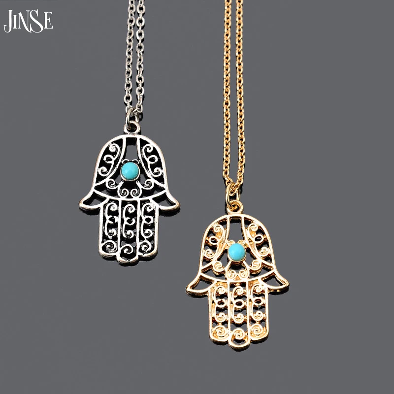 Ожерелье JINSE винтажное серебряное золотое с цепочкой Фатима гамса|necklace collar|hamsa hand